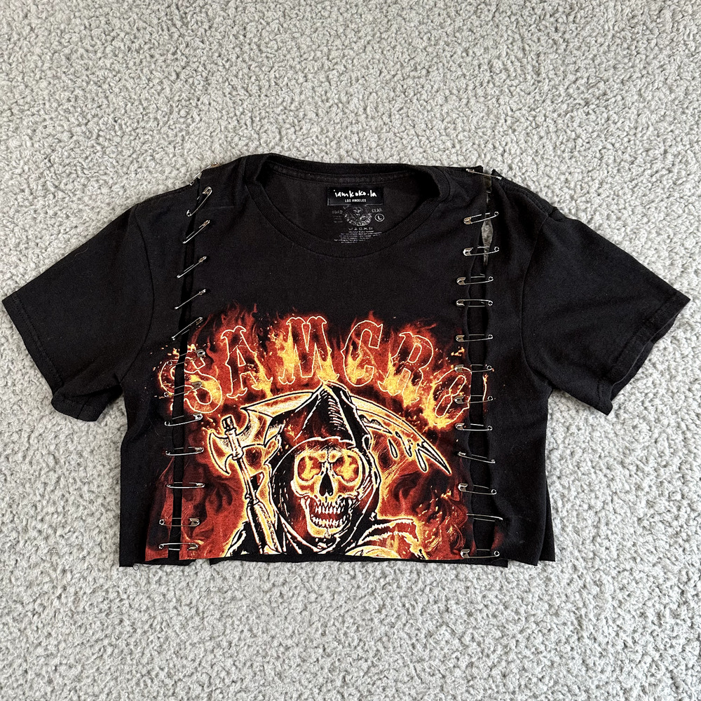 Sons of Anarchy x‎ I Am Koko LA Reworked T Shirt Women's Large Black Cut Off